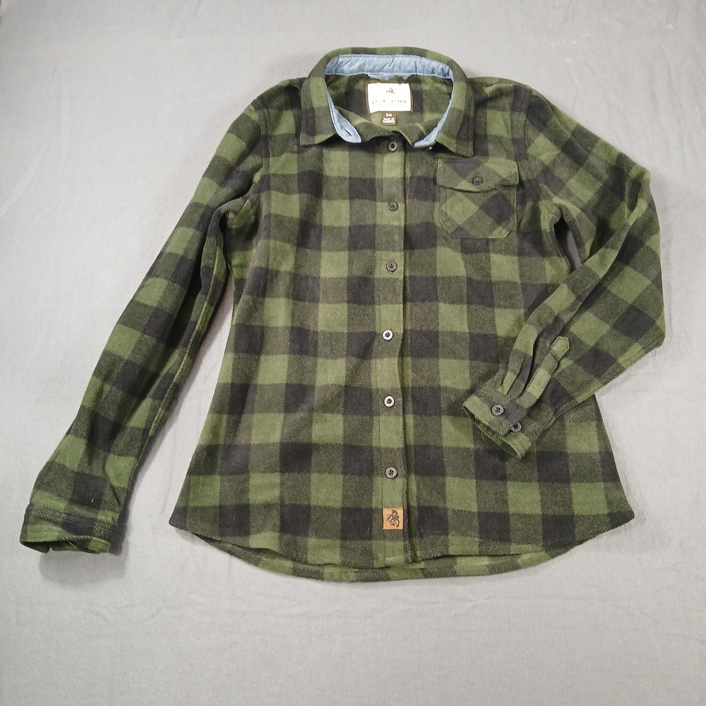 Legendary Whitetails Fleece Shirt Womens Small Green Buffalo Plaid Button Up